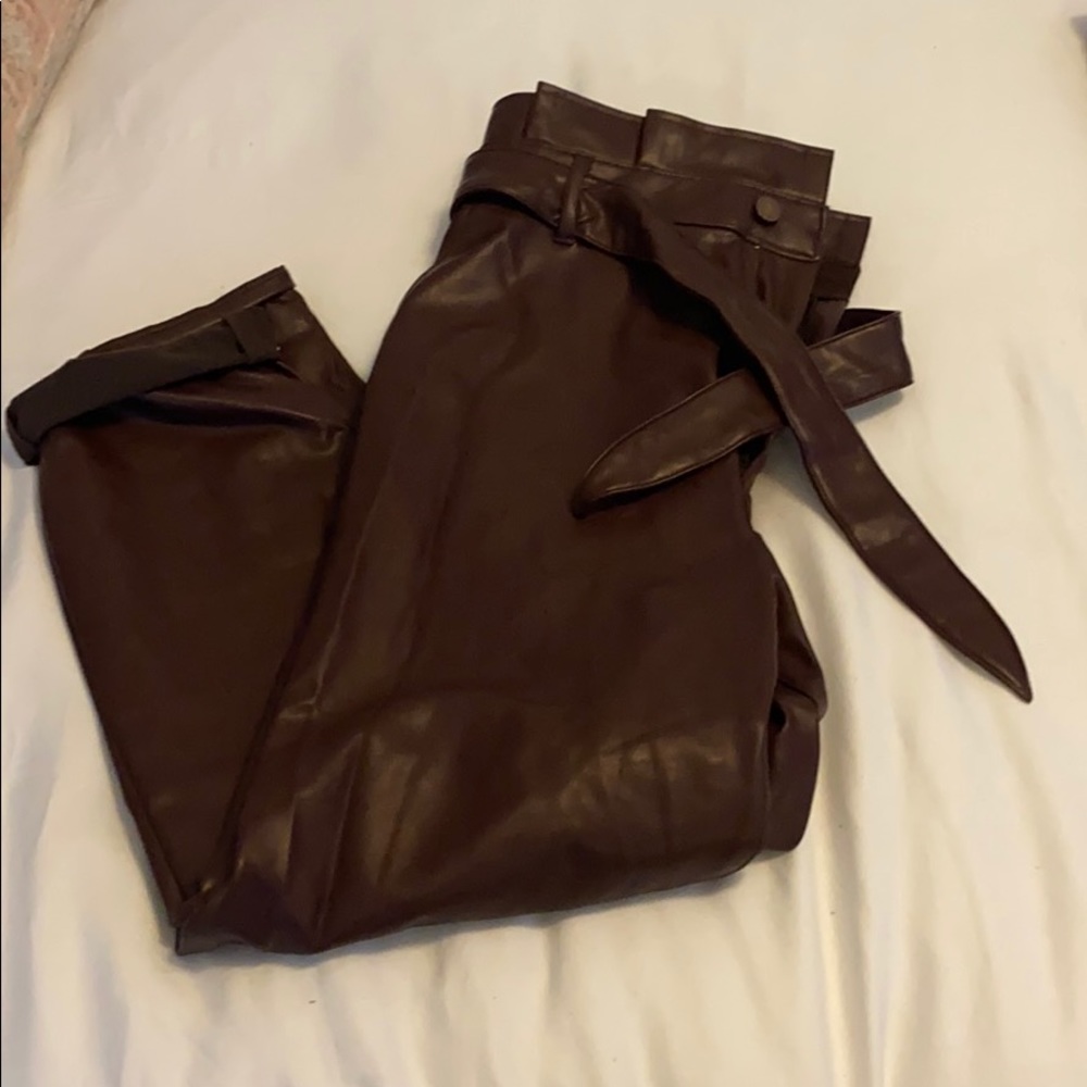 Abercrombie & Fitch Tie Waist Leather Pants